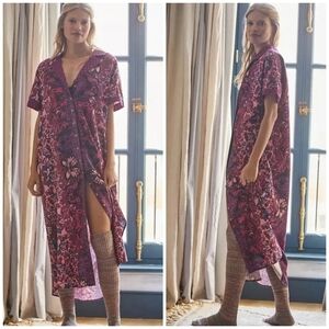 NWT Alexandra Farmer Anthropologie Small Whimsy Flannel Sleep Dress Gown    #162